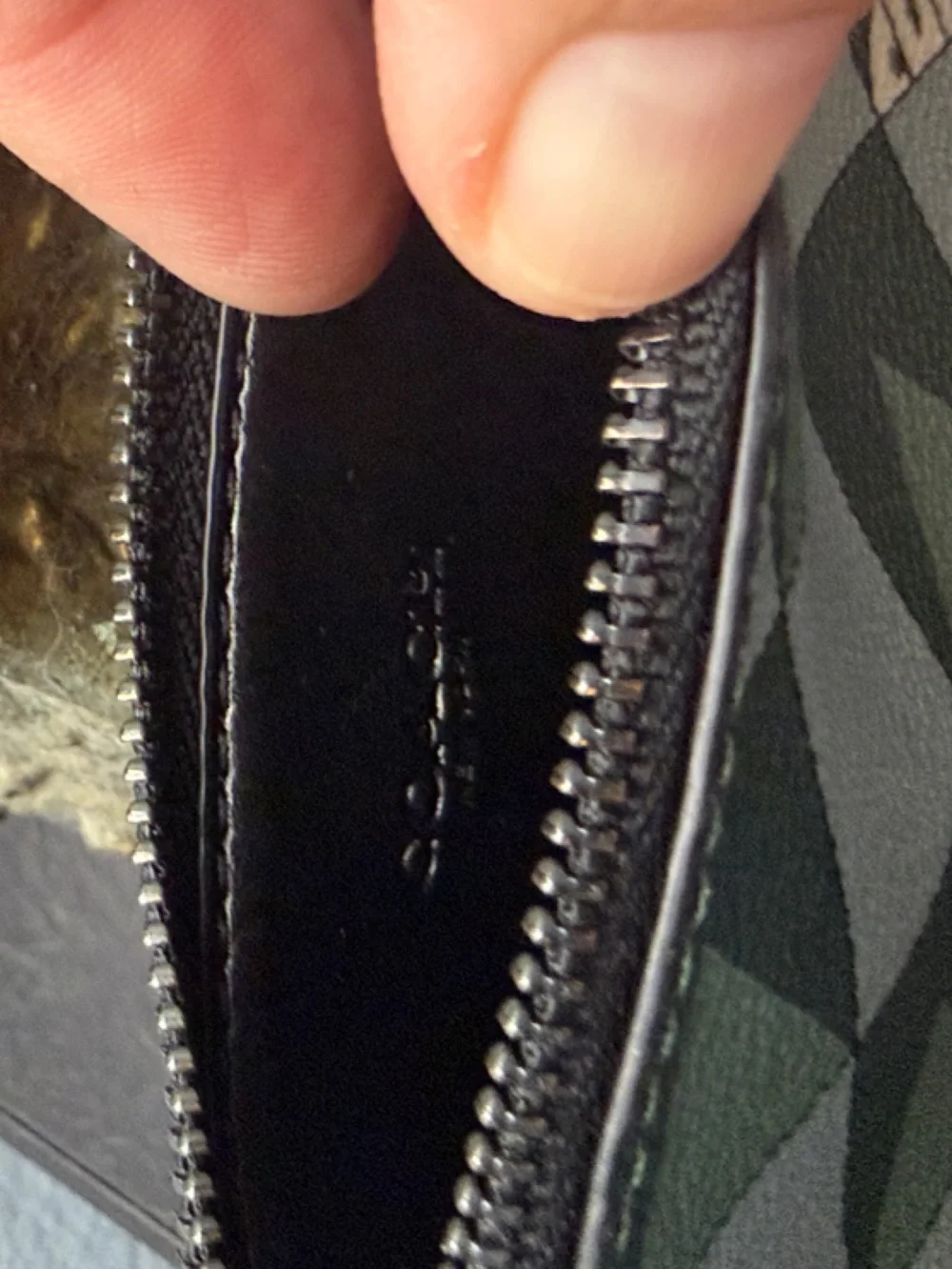 Coach Green Geometric Card Holder with Black Top